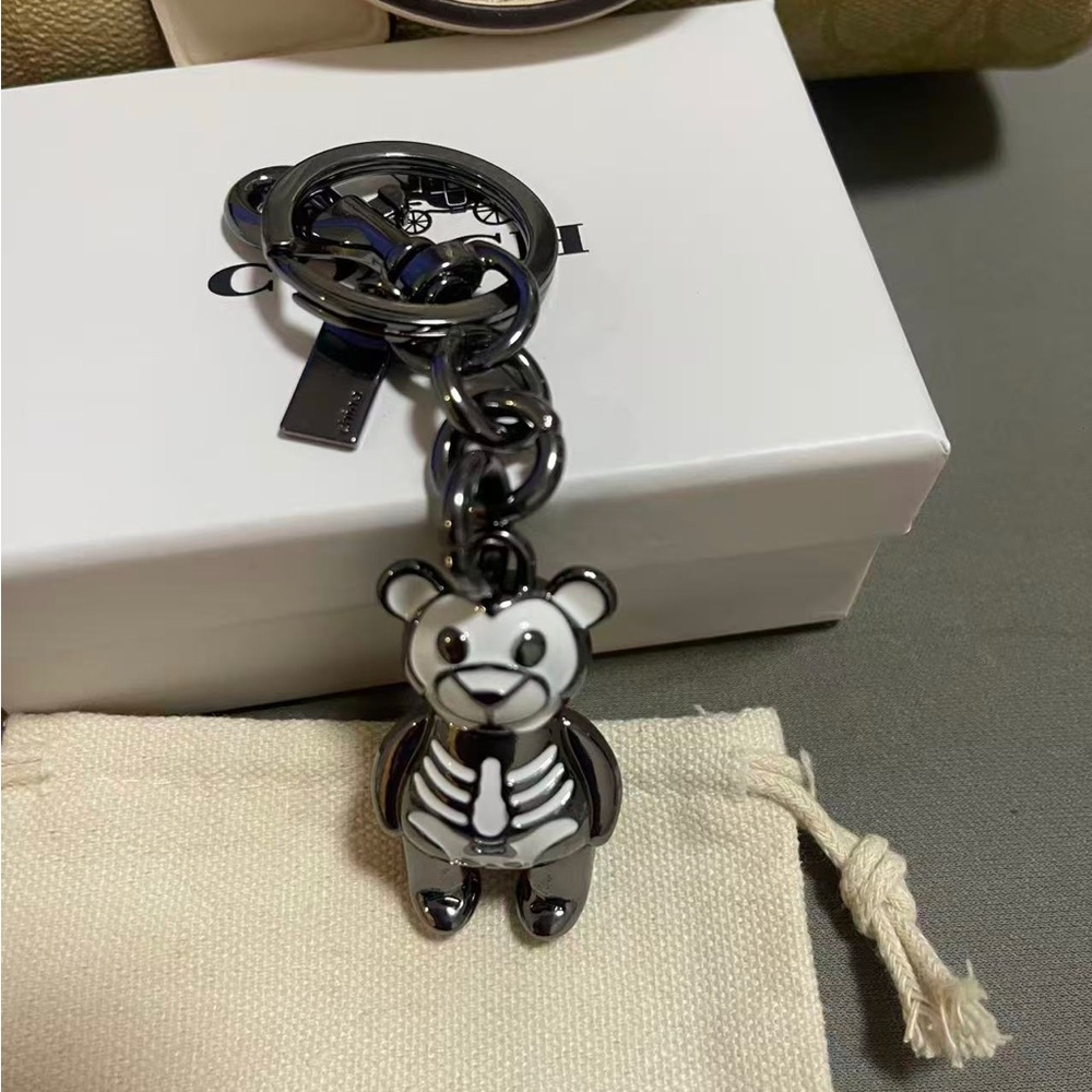 Coach Black & White Skeleton Bear Bag Charm - Picture 3 of 5